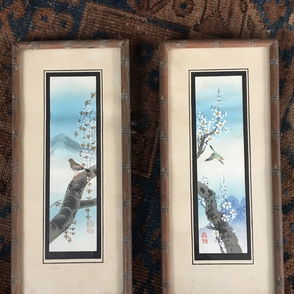 2 Asian spring bird drawings